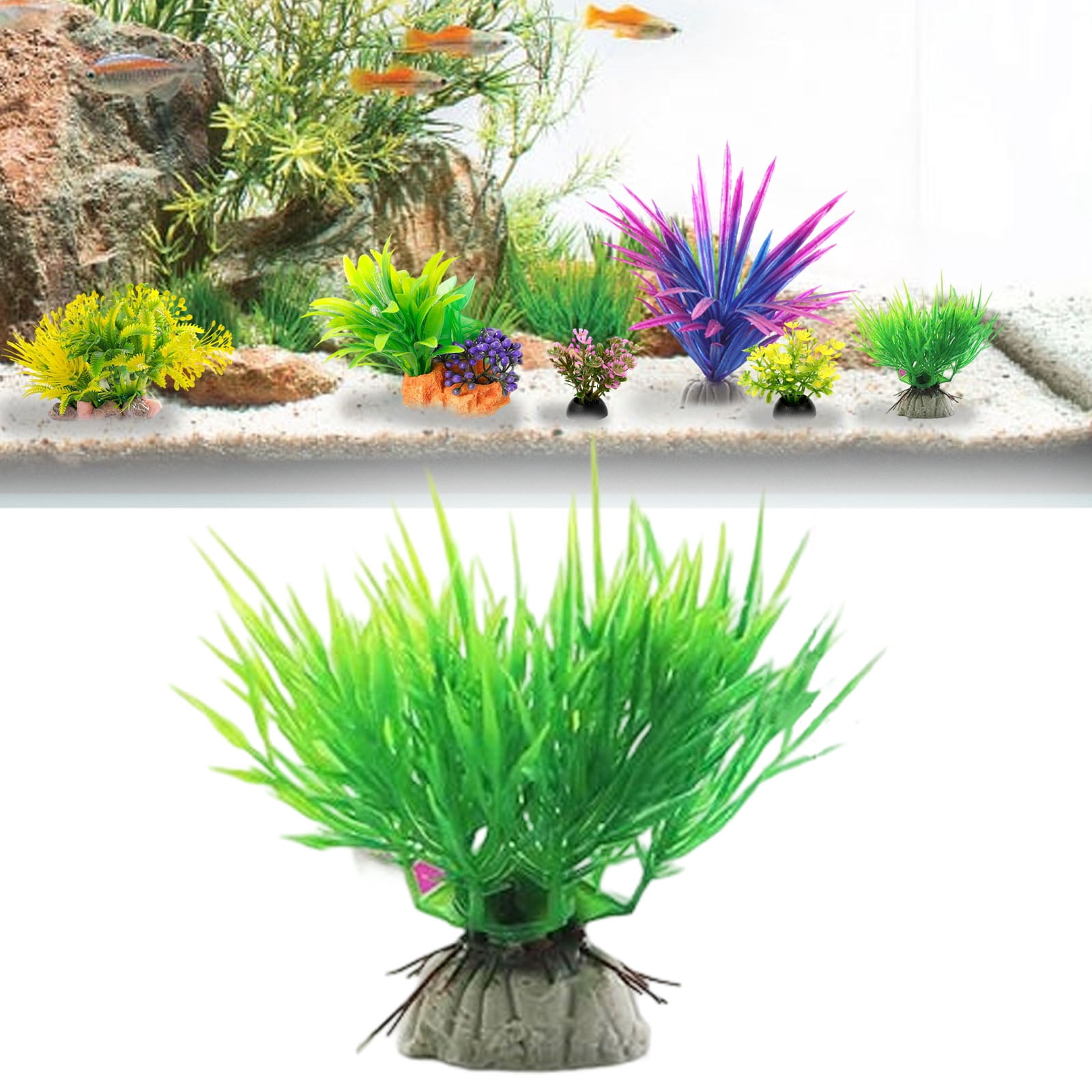 Curated visual reference: Aquarium Artificial Plastic Plants Decorations And Rock Cave Decor Goldfish Photo Inspiration