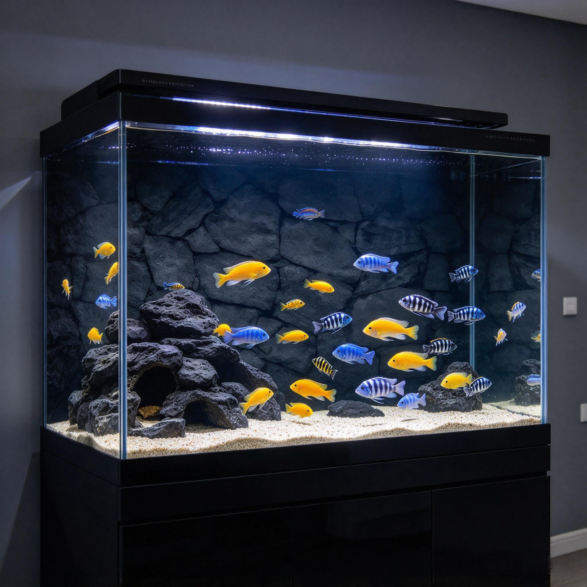 Aquarium Background, Black Stone Wall Fish Tank Background, Reptile ...
