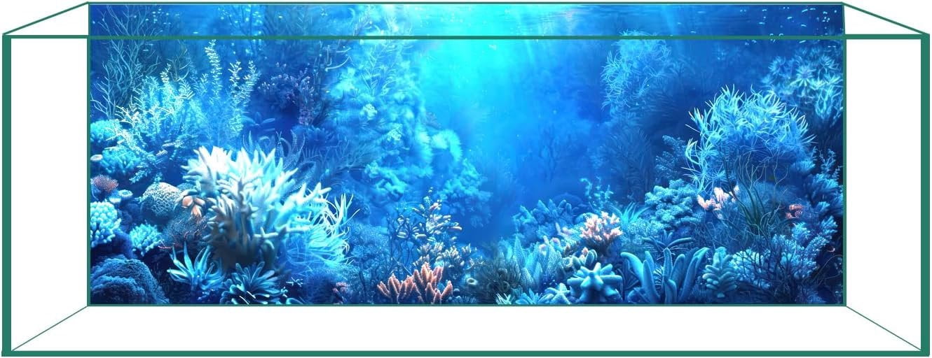 Aquarium Background Film, Static Cling, Glue-Free, Blue 11.8