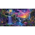 thumbnail image 1 of Aquarium Background with Galaxy Space Planet Design, Waterfall Landscape Tapestry Fantasy Mountain Wave Wall Tapestry Mysterious Neon Plants Fish Tank with Mushroom Design, 1 of 6