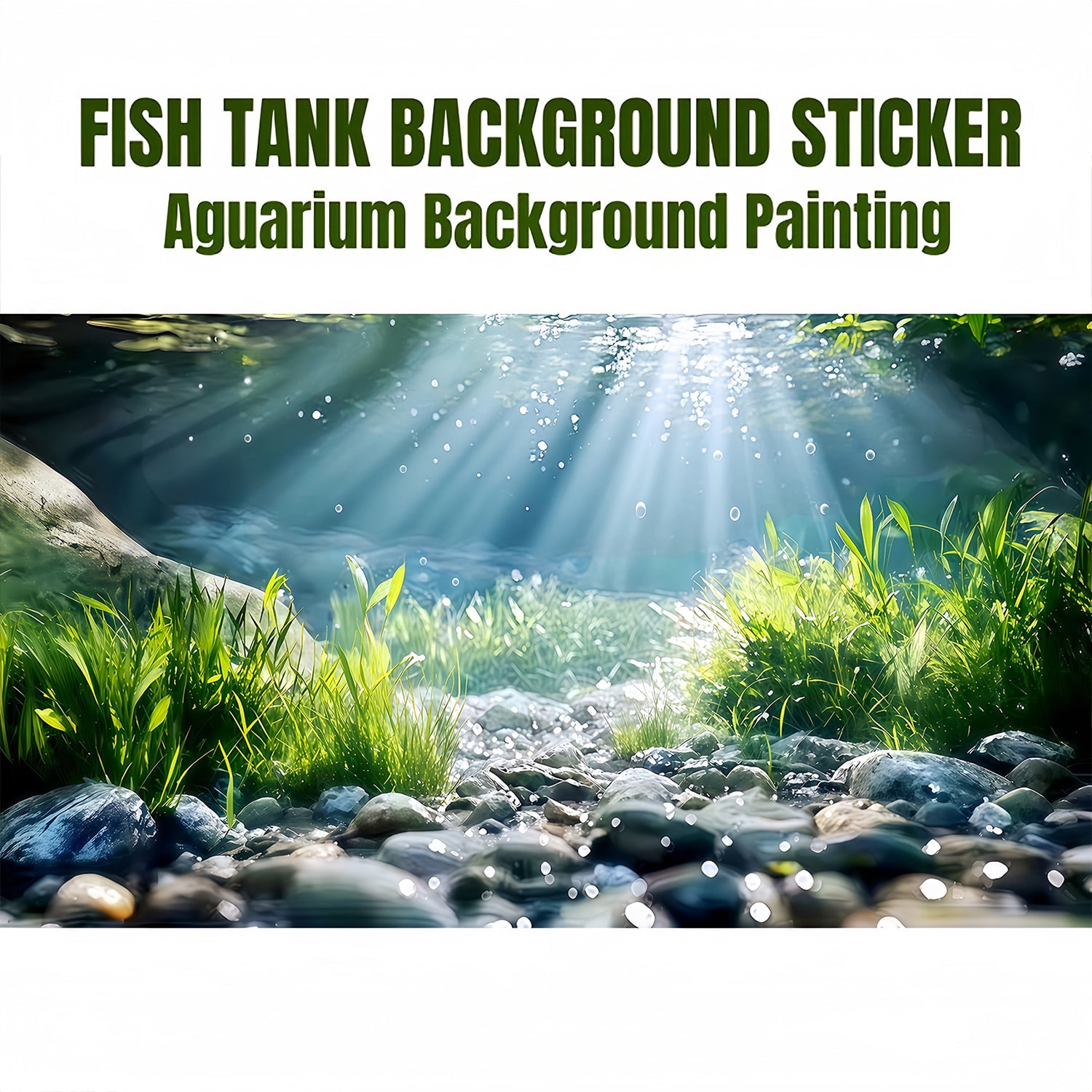 Aquarium Background, Morning Light Water Grass Creek Stone Fish Tank ...