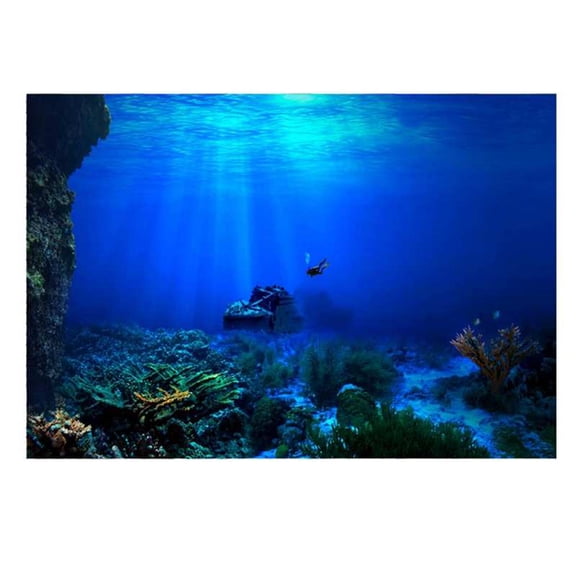Aquarium Background Poster Adhesive Seaworld Scene Fish Tank Decor Waterproof Wall Sticker Aquarium Landscape Decoration Film for Aquariums