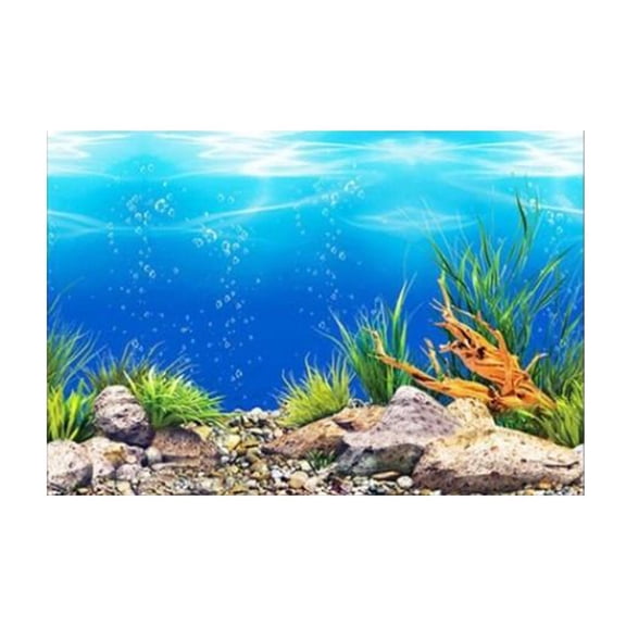 Aquarium Background Poster Fish Tank Decoration Landscape - Multicolor, 30x52cm