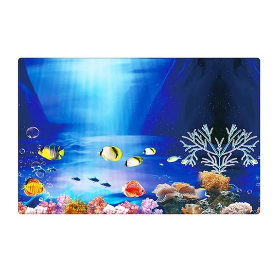 KSY Aquatics Double-Sided Aquarium Background, 20.47 x 11.8 in, Tropical Fish Coral Reef & Waterfall Scenes