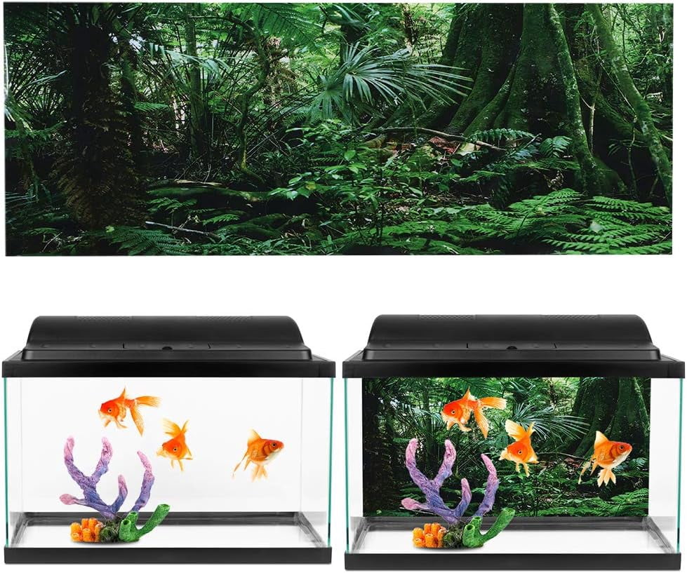 Aquarium Background Sticker, Self Adhesive Rainforest Background Fish ...