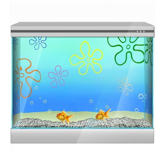 Aquarium Background Sticker for 10 Gallon Tanks, Cartoon Underwater Fish Tank Backdrop Decorations HD Printing Wallpaper PVC Poster (16" W x 12" H)