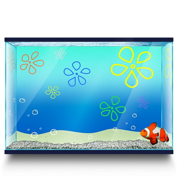 Aquarium Background Stickers - Cartoon Underwater Beach B - Fish Tank Terrarium Decor Poster
