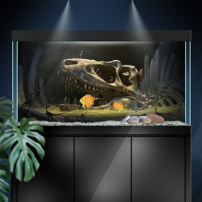dinosaur fish tank accessories Aquarium Background Stickers - Dinosaur, Skull, Teeth - Fish Tank Reptile  Terrarium Decor Poster