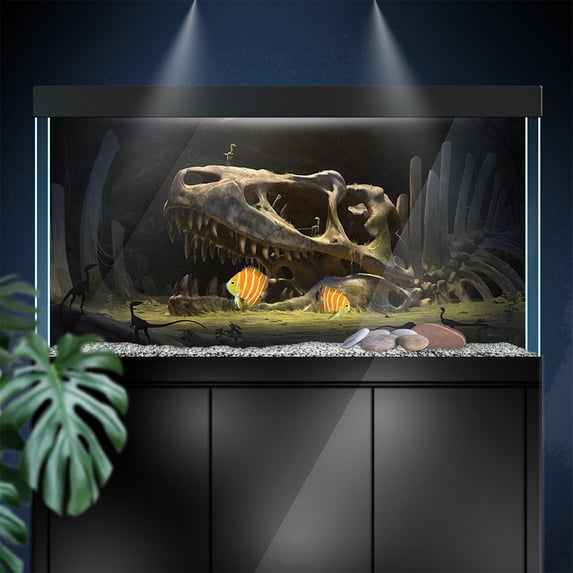 Aquarium Background Stickers - Dinosaur, Skull, Teeth - Fish Tank Reptile Terrarium Decor Poster