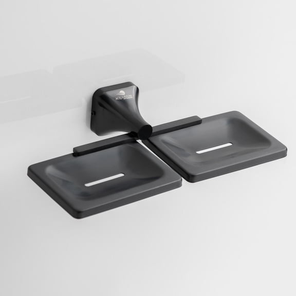 Aquarium Bath Double Soap Dish/Holder/Tray for Bathroom, Kitchen | Made with Stainless Steel 304 & Brass | PVD Black Matt Finish | Ideal Bathroom Accessories for Bathroom | Ellen (Black Matt)