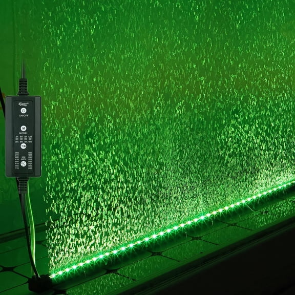 Aquarium Bubble Bar with 24/7 LED Light, Quiet Fine Air Stone with Hose Check Valve, Adjustable Time Brightness Color Submersible Fish Tank Light, Air Diffuser Wall Decorations