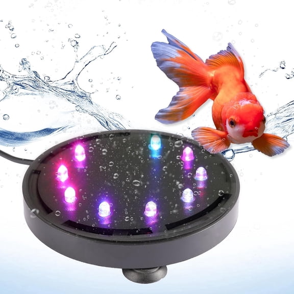Aquarium Bubble Light 9 LEDs, Submersible Air Stone Lamp Oxygen Diffuser Bubble Stone for Fish Tank Colorful Underwater Decoration 3/16" Airline Tube Connector (Air Pump Not Included)