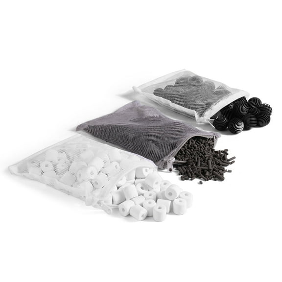 Aquarium Canister Filter Media Biological Fish Tank Filtration Biomedia - Bio Ball Ceramic Ring Activated Carbon for SunSun Canister Aquarium Pond Aquaculture Bacteria House in Nylon Mesh Bag