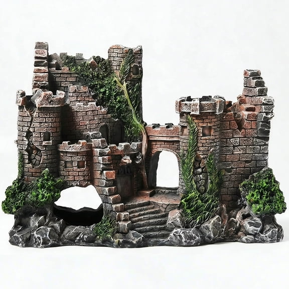 Aquarium Castle Decoration Bubbler Stone Cave Ornament for Betta Fish Shrimp Turtles Tank