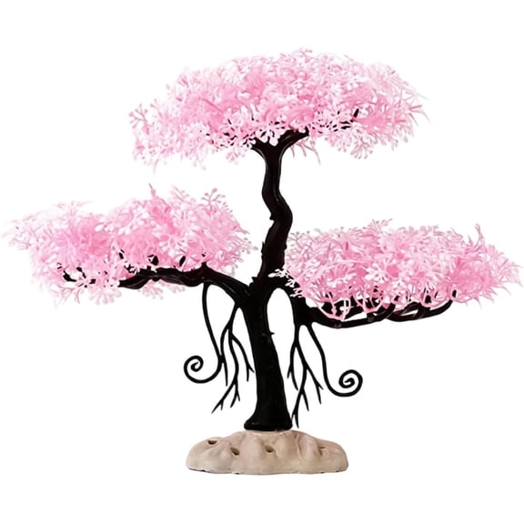 Aquarium Cherry Blossom Tree Decoration, Snow Scene Simulation Plant for Fish Tank Background, Fish Hiding Shelter, Compatible with Freshwater Saltwater Tanks(Q)