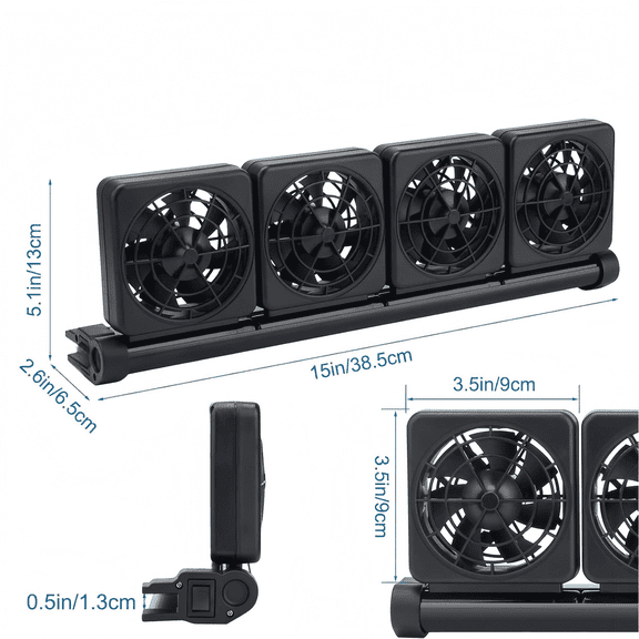 Aquarium Chiller, Fish Tank Cooling Fan System for Salt Fresh Water Wide Angle Adjustable，4 Fan
