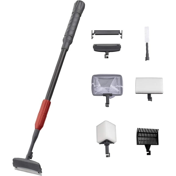 UPETTOOLS Aquarium Cleaning Tool 6 in 1 Algae Scraper Scrubber Pad Adjustable Long Handle Fish Tank Brush Cleaner Set