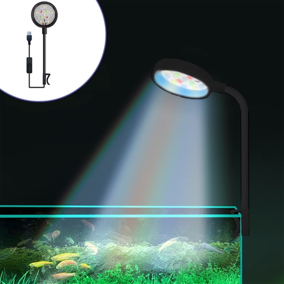 Aquarium Clip Light with RGB Color Changing LED Beads for Fish Tanks, 1-Pack