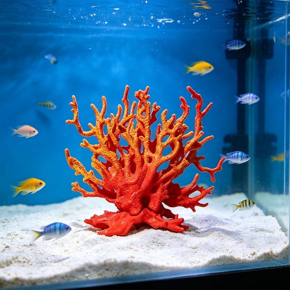 Aquarium Coral Decoration Fish Tank Ornament, Realistic Reef Design Safe Edges Stable Base Decorative Hideout Enhances Aquascape, Ideal Freshwater Saltwater Tanks for Fish Shrimp