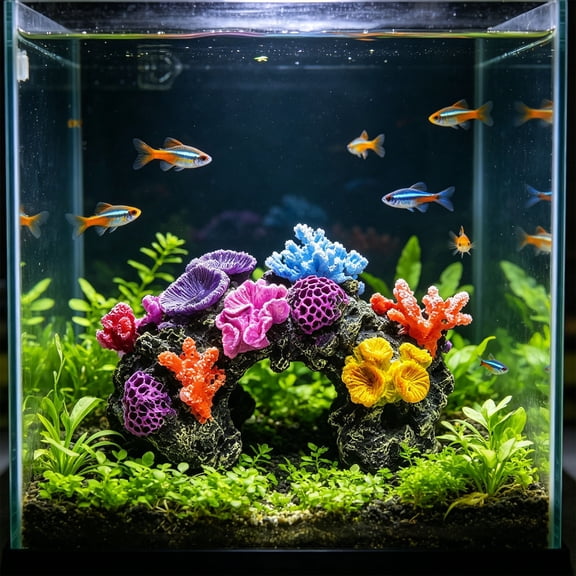 Aquarium Coral Decoration Resin Fish Tank Hiding Mountain Cave Betta Hideaway House Rock Reef Ornament