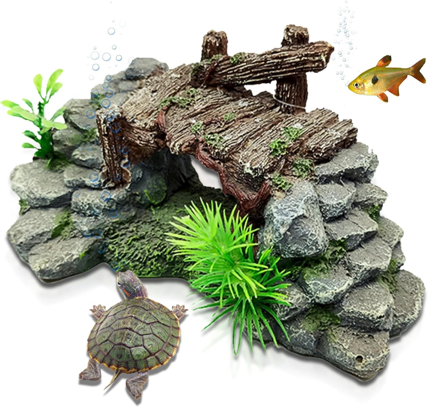 Aquarium Decor, Betta Fish Tank Accessories with Plants, Turtle Tank — free download
