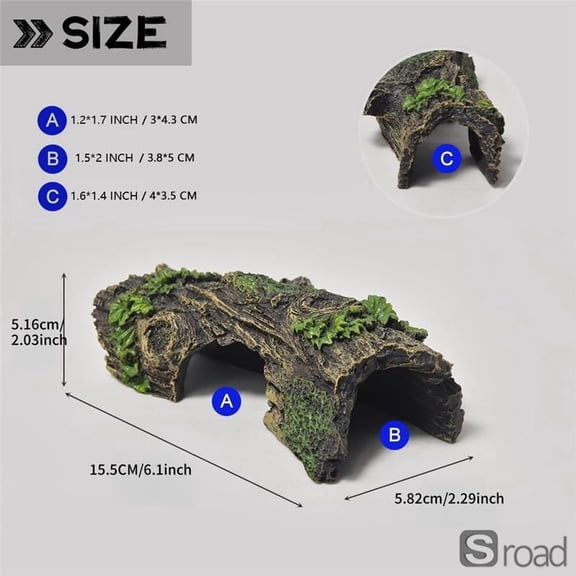 Aquarium Decor Hollow Tree Trunk Cave, Natural Fish Tank Decoration With Tunnel For Betta Fish, Shrimp, Reptile Hiding And Play (Safe For Freshwater & Saltwater)