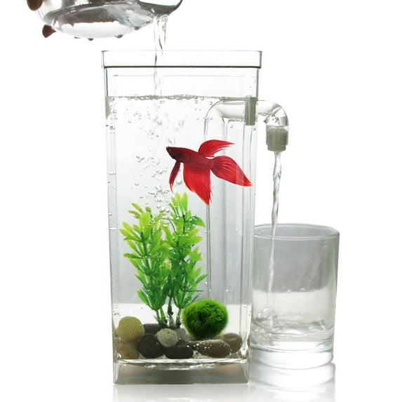 Aquarium Decor Home Essentials Bifavgk Self Cleaning Tank Led Mini Fish Tank Aquarium Cleaning Convenient 1 Square Cylinder Sale