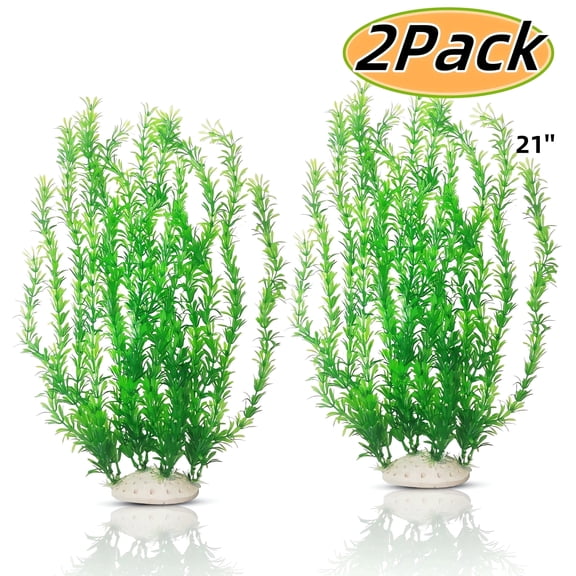Aquarium Decor, Tall Aquarium Plastic Plants ,21 Inches  Artificial Water Fake Plant Used for Fish Tank Decorations 2Pcs