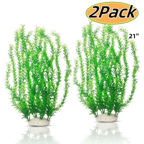 Aquarium Decor, Tall Aquarium Plastic Plants ,21 Inches Artificial Water Fake Plant Used for Fish Tank Decorations 2Pcs