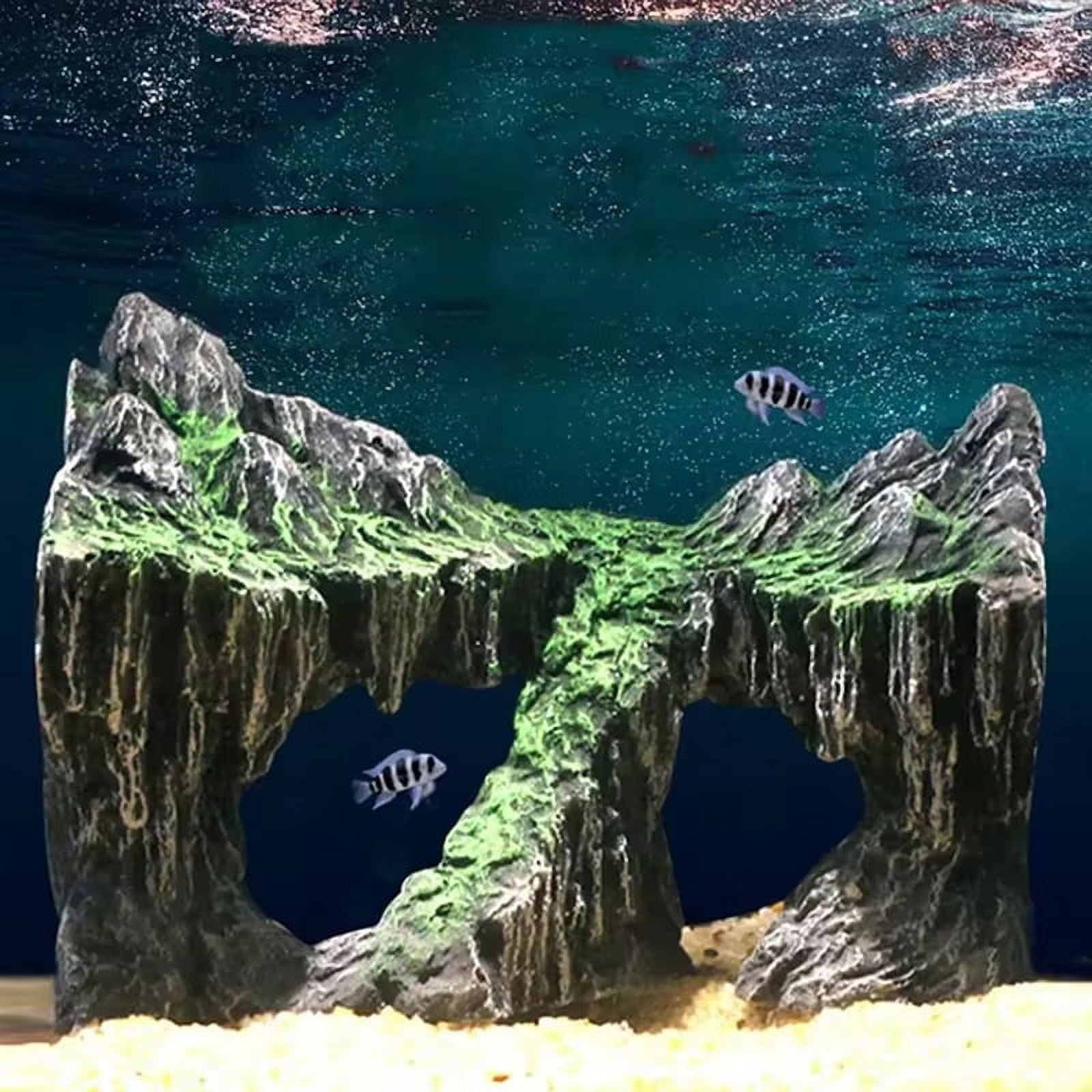 Resin -Aquarium Decoration Fish Tank Simulated Rock Mountain Ornament ...
