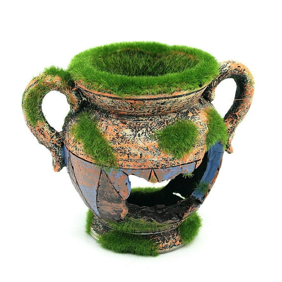 Aquarium Decoration Moss Vase Ornament Aquarium Log Aquarium Ornament Driftwood Fish Hideout Hideaway for Betta, Small Lizards, Turtles, Reptiles, Amphibians