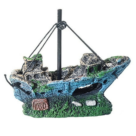 Aquarium Decoration Resin Warship Ornament Fish Tank Landscaping Creative Decor