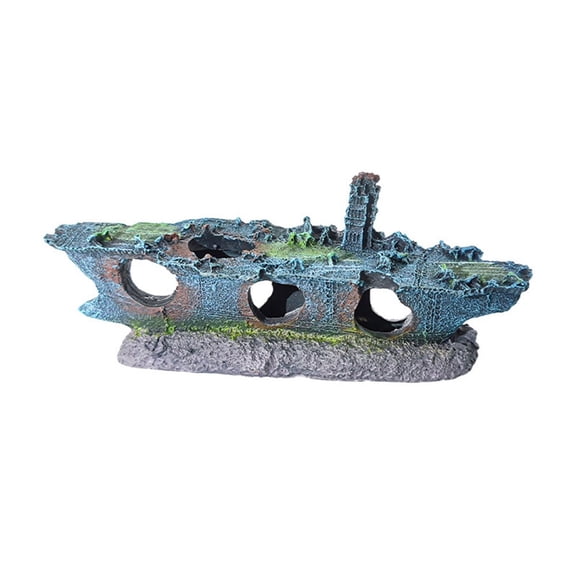 Aquarium Decoration Resin Warship Ornament Fish Tank Landscaping Creative Decor
