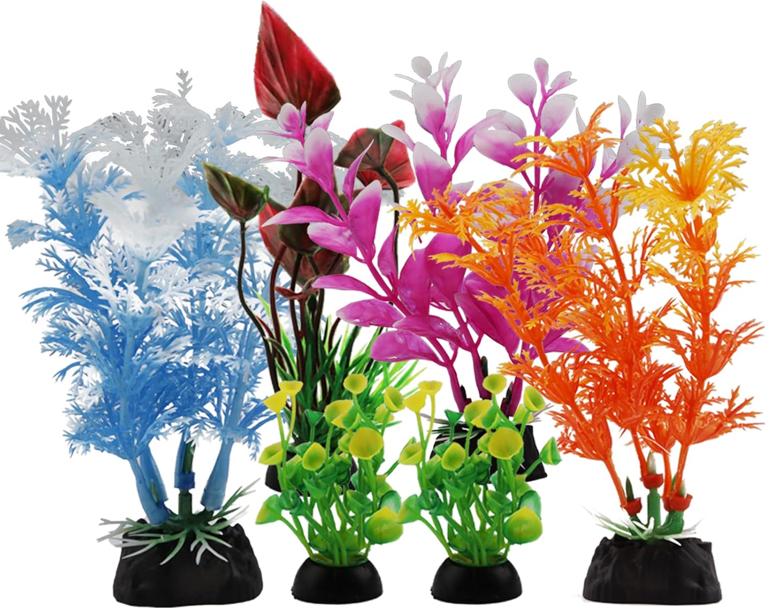 Visual Reference: Aquarium Decorations 6Pcs Colorful Fish Tank Plants Plastic