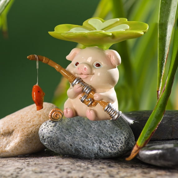 Aquarium Decorations, Animal Fishing Statues Resin Desktop Decor, Cartoon Ornament Gift for Home and Office, Cute Gifts for Mom Aunt Sister Friend, Heartwarming Workspace Art for Christmas
