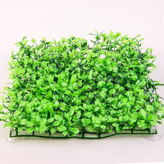 Aquarium Decorations Grass Artificial Plastic Lawn 9 inches Square Landscape Green Plants for Saltwater Freshwater Tropical Fish Tank Decoration,with 8 Pcs Suction Cups