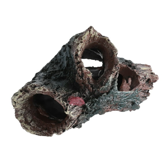 Aquarium Decorations Hollow Tree Trunk Ornament Resin Fish Accessories Brown Green 5.91" Length