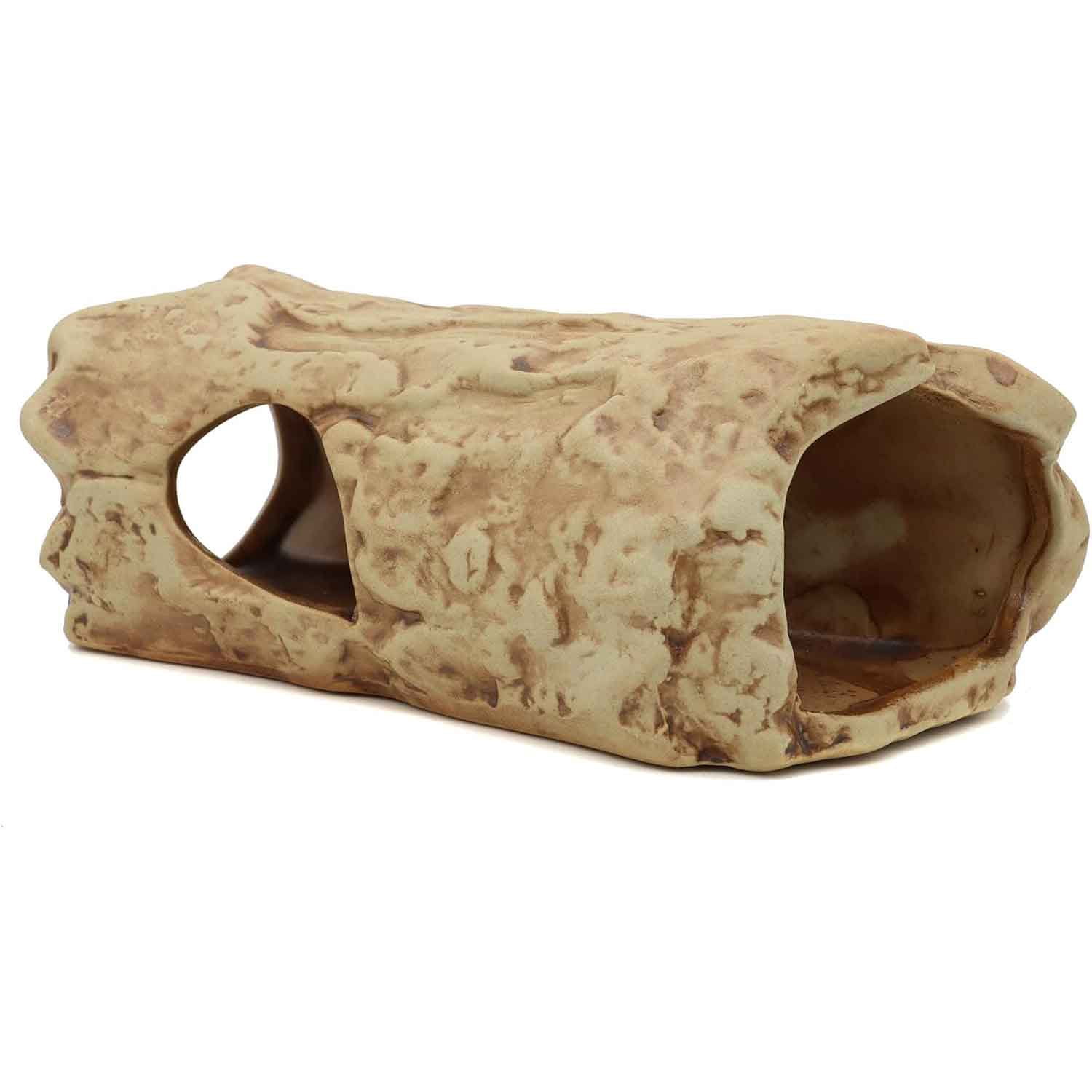 Aquarium Decorations Log Ceramic Cave, Betta Fish Tank Accessories Decor Hideout for Shrimp Cichlid Hiding Breeding