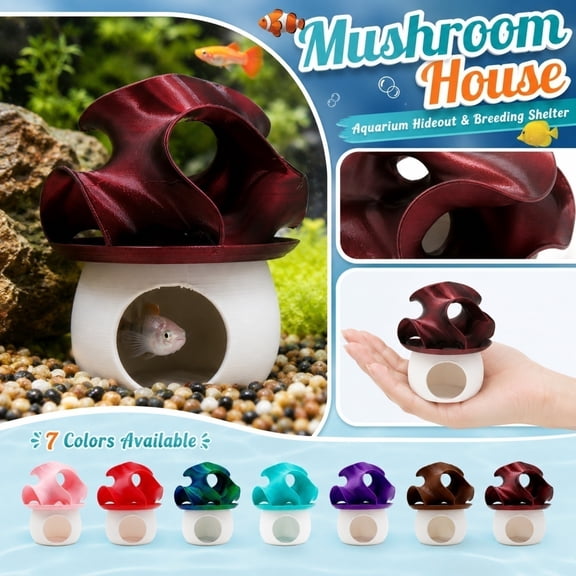 Aquarium Decorations, Multi-Use Betta Fish Feeder, Twisted Mushroom Aquarium Ornament, Floating Fish Decor for Tank, Deep Green 3X3.5 Inch Combined Pet Feeding Tool and Fish
