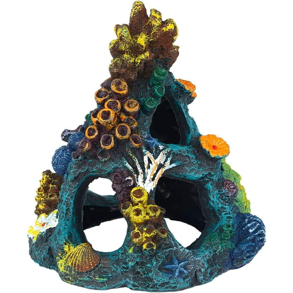 Aquarium Decorations Resin Coral Rock Mountain Cave Fish Tank Decor Ornaments Fish House for Betta Rest Hide Play Breed