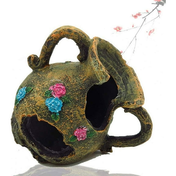 Aquarium Decorations, Vintage Vase Ornaments/ Aquarium Decoration House With Bubbler For Hiding Reptile Hole House Shelter Fish Tank Ornament Rockery Landscaping