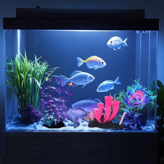 Aquarium Decorations with Glowing Effect, Silicone Artificial Coral Reef Plants for Aquarium Decoration