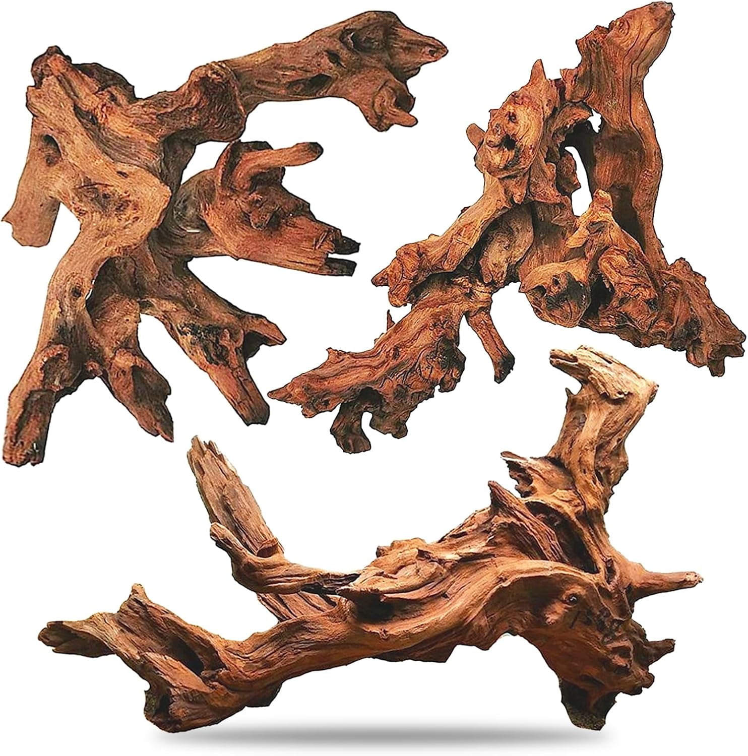 Aquarium Driftwood 3PCS Natural Trunk Driftwood Assorted Branches 8-12" Reptile Wood Decor Terrarium Ornament Fish Tank Decoration