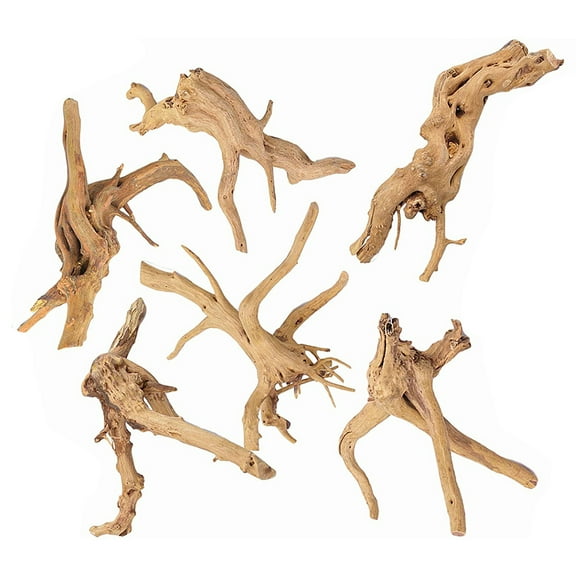 Aquarium Driftwood Decoration Fish for Log Natural Decor Betta Ornaments 6-Piece Set Irregular Shape 4