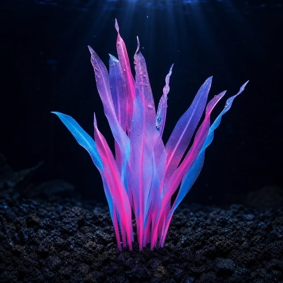Aquarium Fake Aquatic Plants Soft Silica Gel Handmade with Base, Pink Blue Green Orange Red for Saltwater Tank, No Special Equipment Needed for Beginners