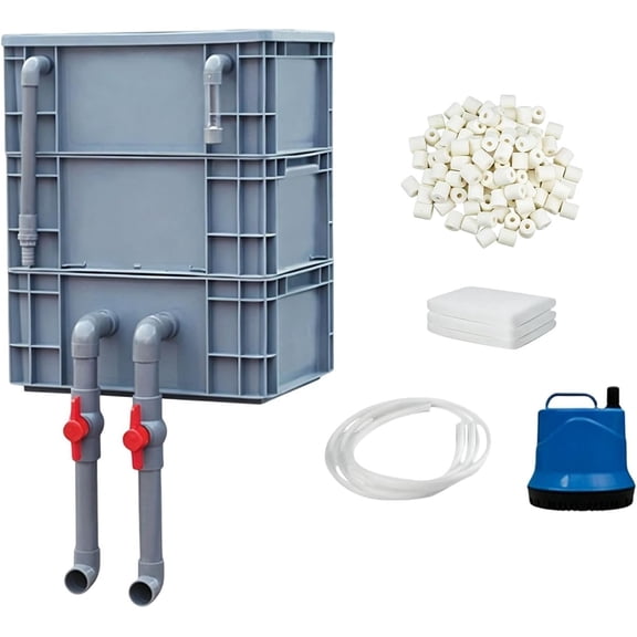Aquarium Filter, 3-Tier Heavy Duty Water Cycle Box Clean Water Trickle Turnover Box for Filtration Circulation Cleaning Indoor Outdoor Home Use