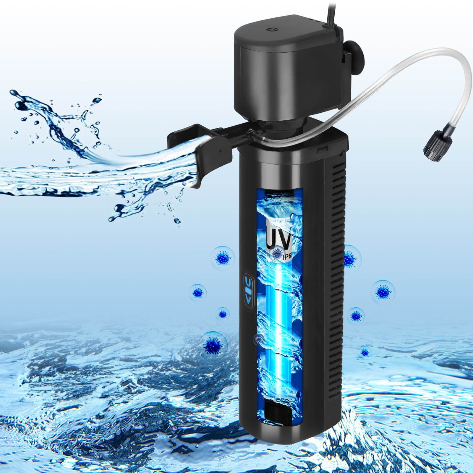 UV Aquarium Filter for 40150 Gallon Tank, 400GPH Canister Pump for Fresh & Saltwater