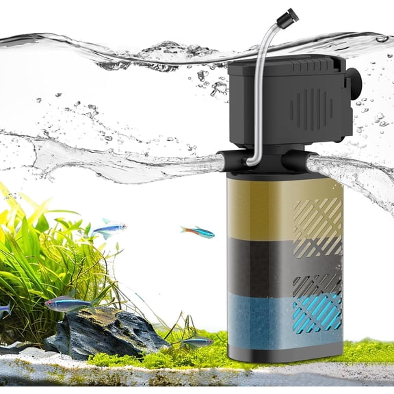 Aquarium Filter for 60-100 Gallon Tanks, Internal Large Fish Tank Filter, Submersible Pumps Fish Filter, Turtle Tank Filter, with Dual Water Outlet & Aeration