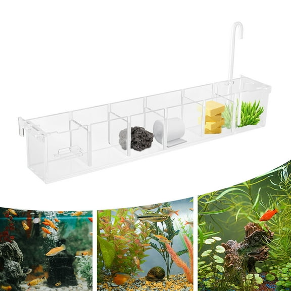Aquarium Filter Box, Acrylic Clear Aquarium Fish Tank External Hang Filter 6-Grid New 17.71x2.75x3.14in
