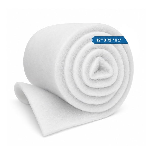 Aquarium Filter Floss, Filter Pad Media Roll for Fish Tank, 1" x 12" x 72" for Crystal Clear Water